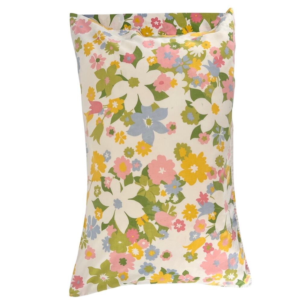 60s Vintage Mod Flower Power Pillowcase MCM 1960s Floral Mille Fleur Print